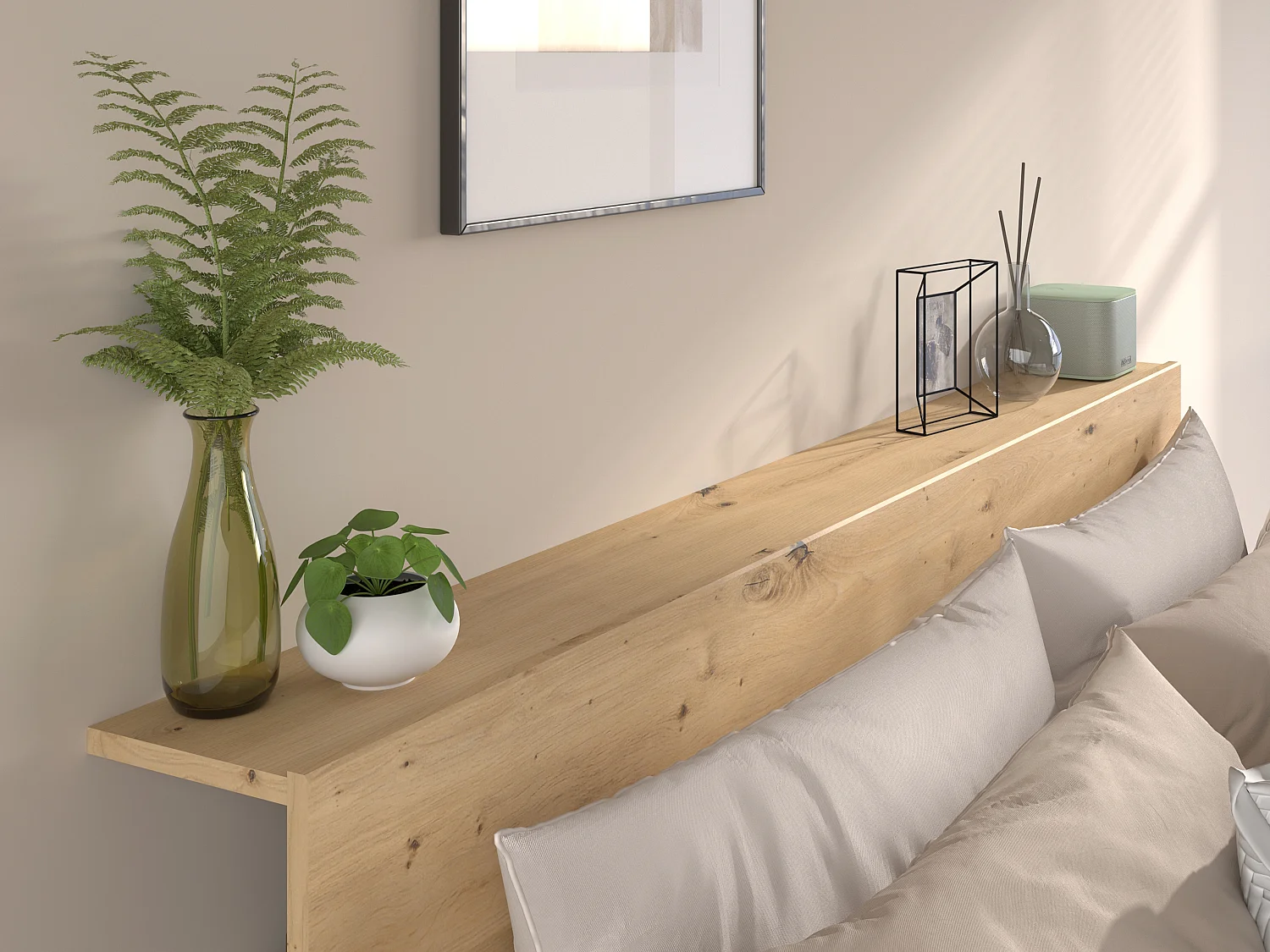 Bed met opbergruimte 140 x 190 cm - Kleur: houtlook en zwart + matras - RADANI