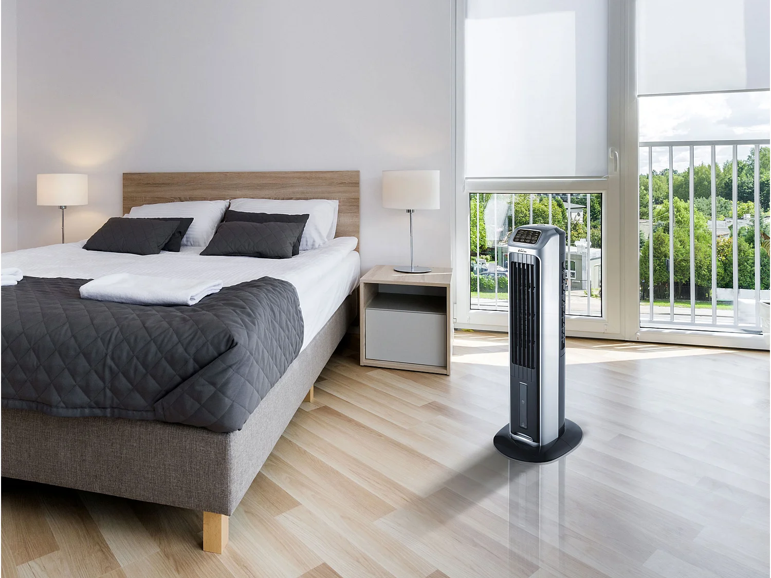 Climatizador evaporativo de bajo consumo con calefactor e ionizador