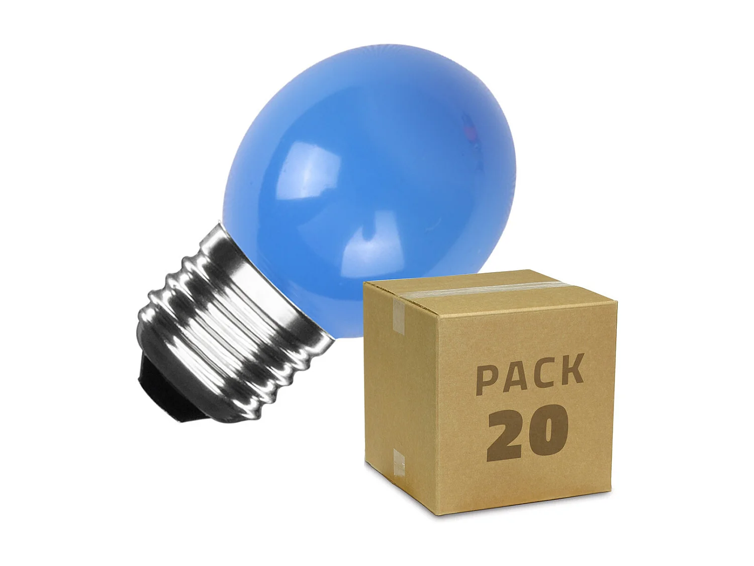 Pack 20 Bombillas LED E27 3W 300 lm G45 Monocolor Azul