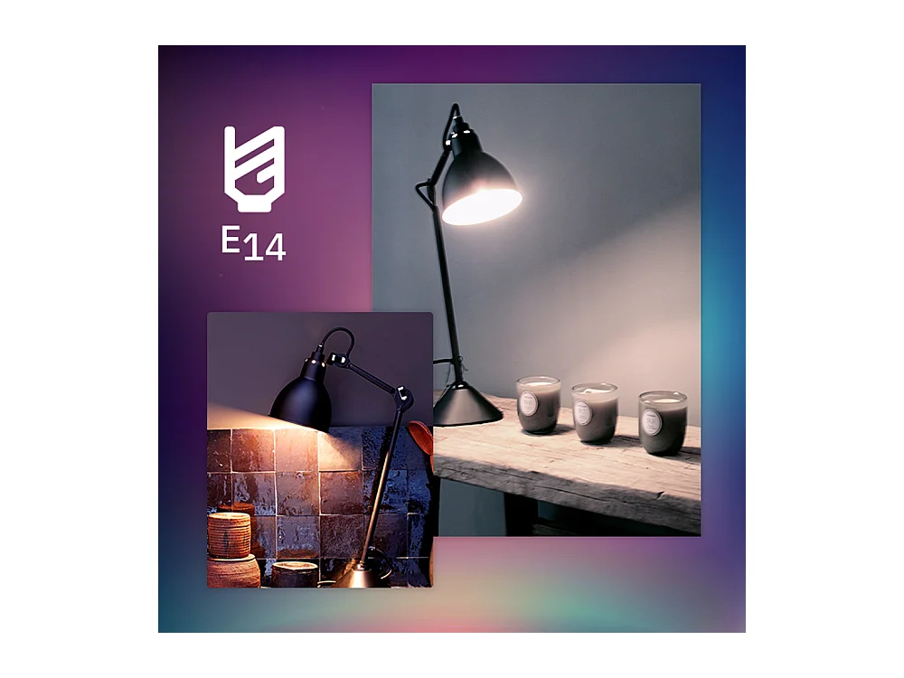 Lampadina LED E14 4W 400 lm C35 Candela Glass  No Flicker 3000K Bianco Caldo