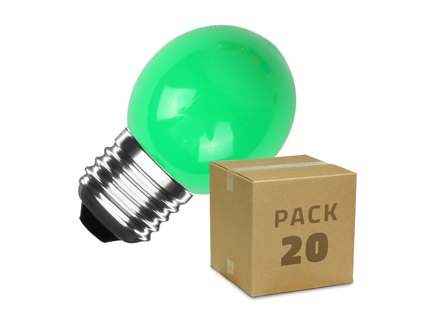 Pack 20 Ampoules LED E27 3W 300 lm G45 Monochrome Vert