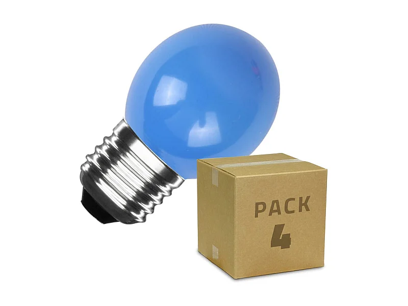 Pack 4 Ampoules LED E27 3W 300 lm G45 Bleu Bleu