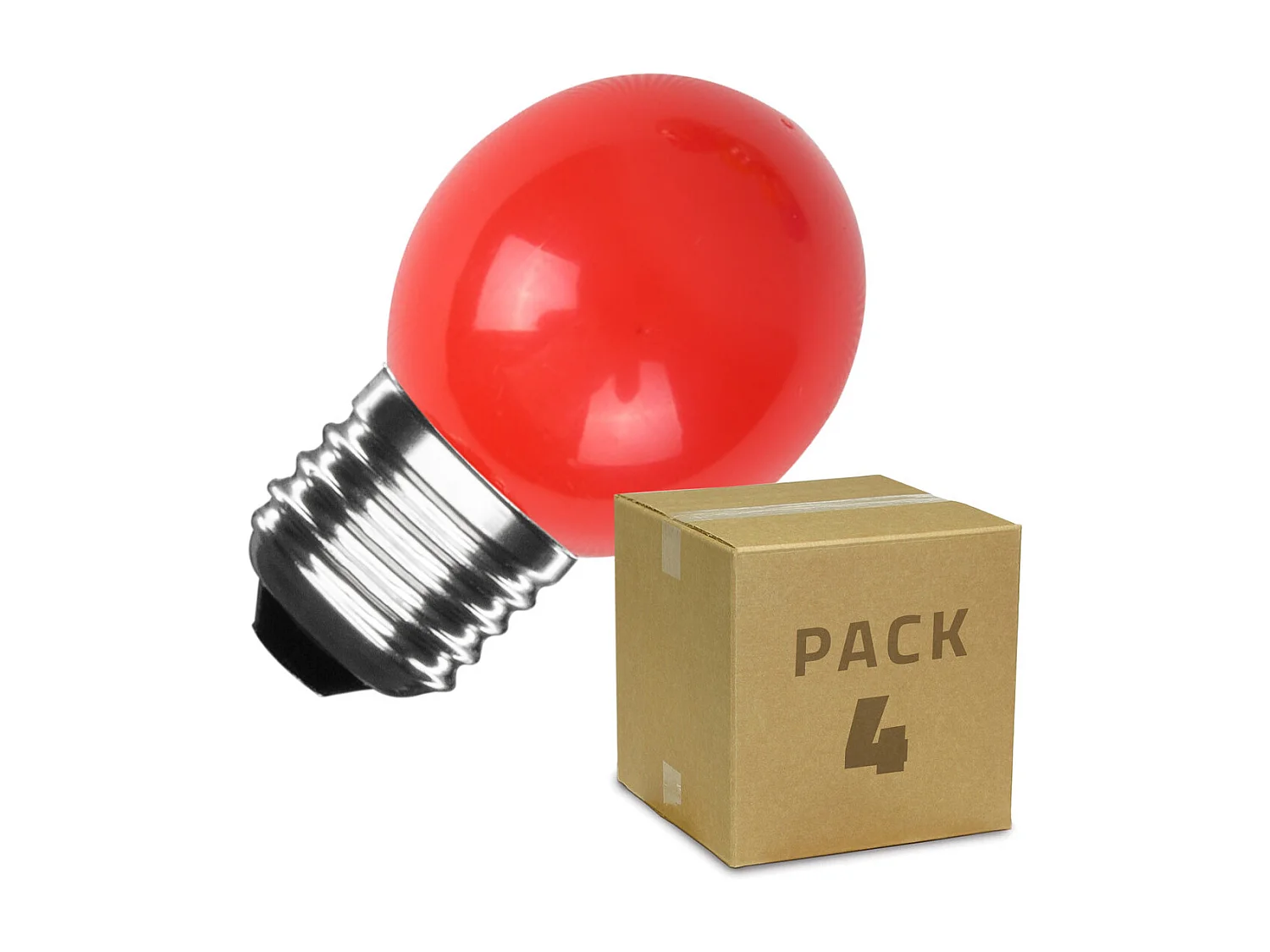 Pack 4 Ampoules LED E27 3W 300 lm G45 Rouge Rouge