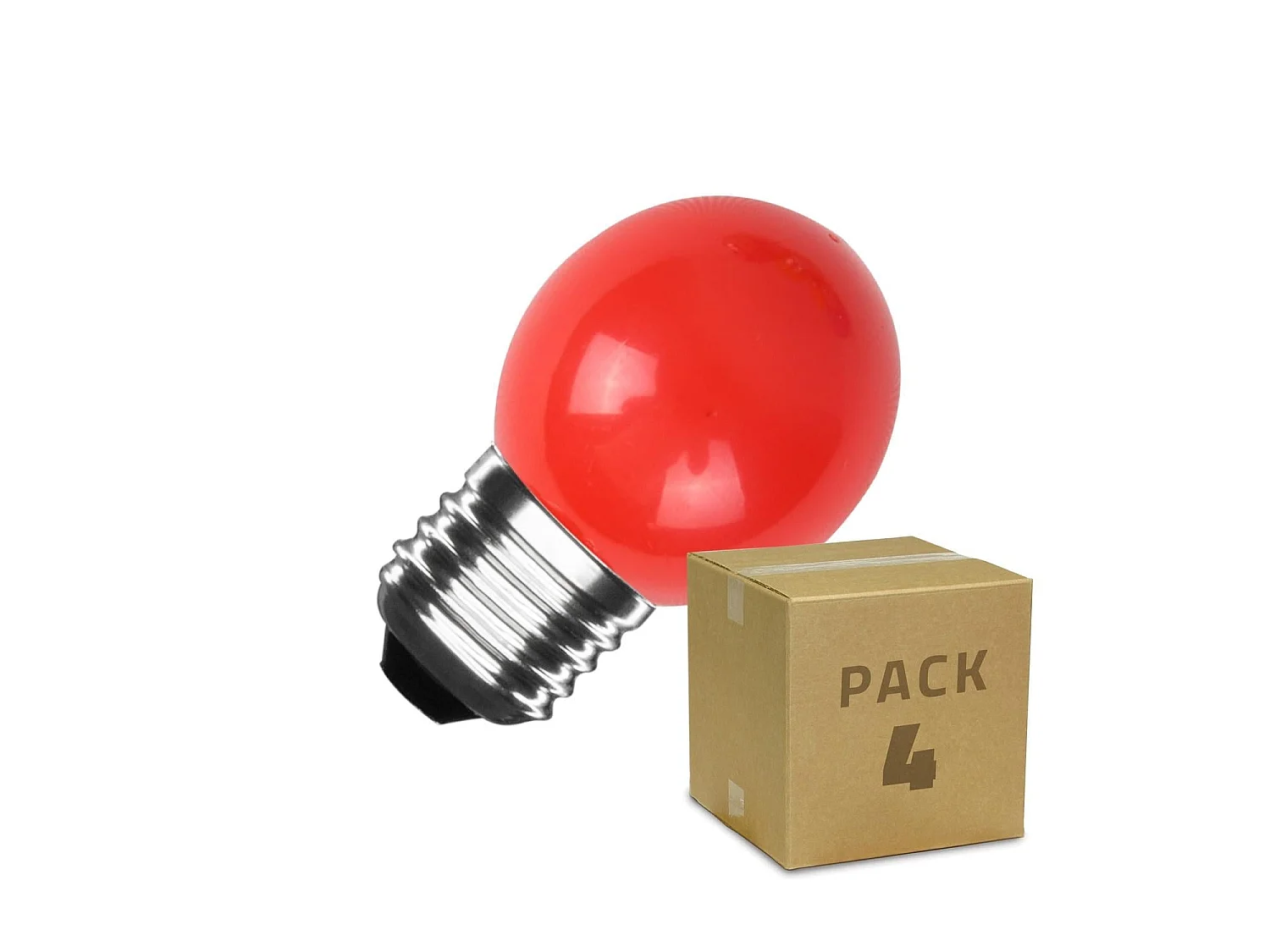 Pack 4 Lampadine LED E27 3W 300 lm G45 Rossa Rosso