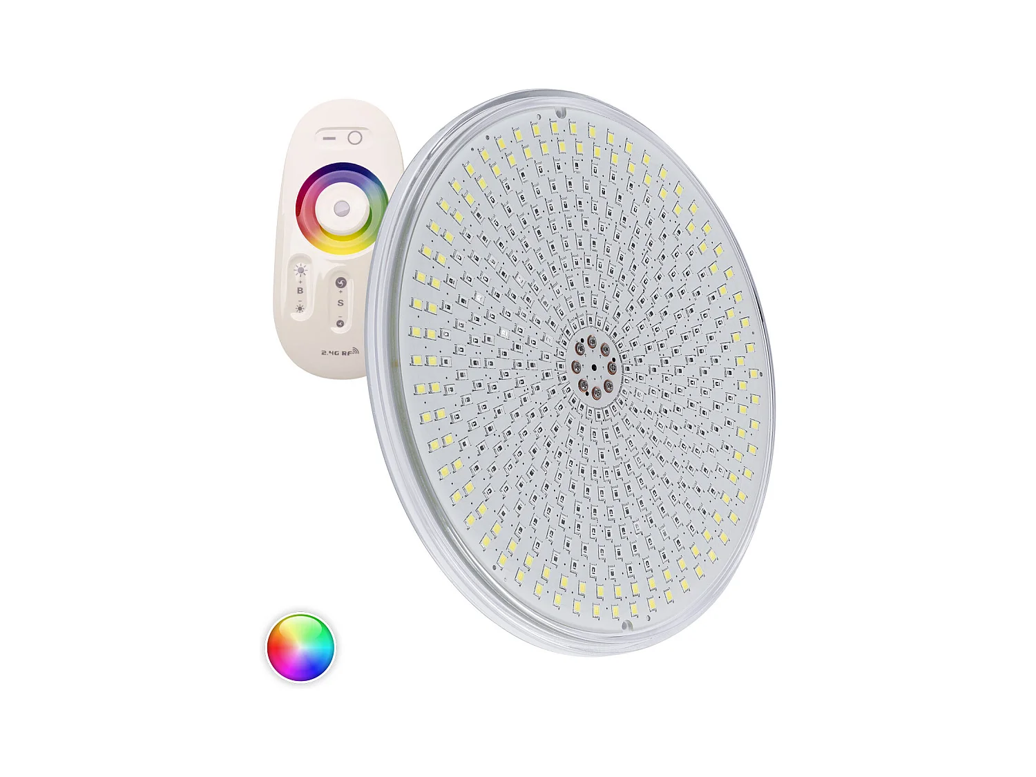 Ampoule LED Piscine Slim Submersible PAR56 RGBW 12V DC 35W IP68  Télécommande RF RGBW