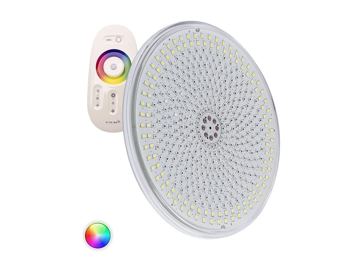 Ampoule LED Piscine Slim Submersible PAR56 RGBW 12V DC 35W IP68 XtraPool Télécommande RF RGBW