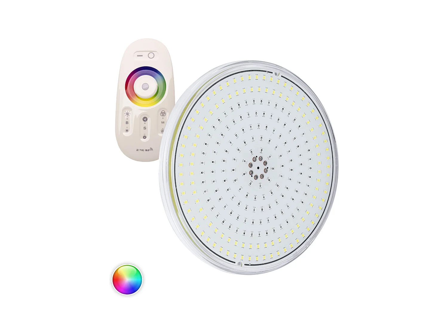 Ampoule LED Piscine Slim Submersible PAR56 RGBW 12V DC 20W IP68  Télécommande RF RGBW
