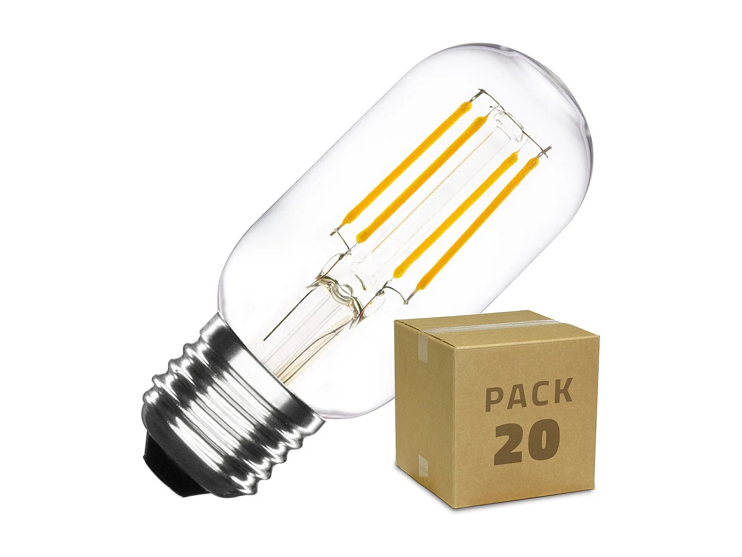 Box da 20 Lampadine LED E27 Regolabile Filamento Tory T45 4W Bianco Caldo