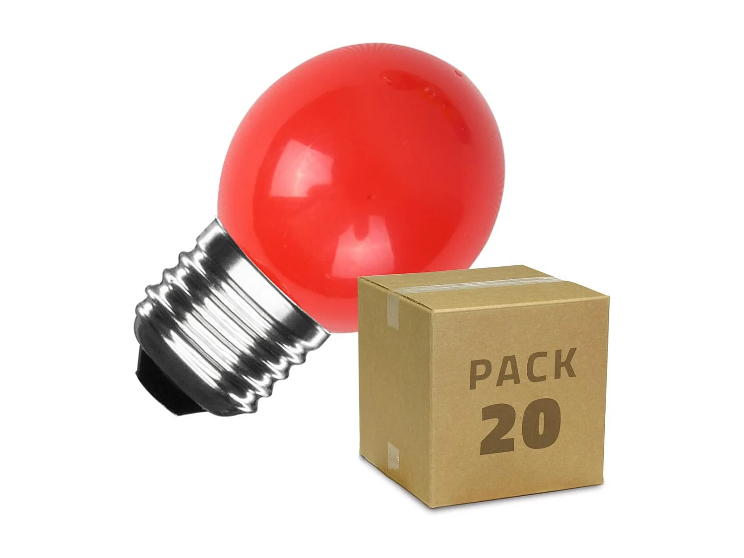 Pack 20 Ampoules LED E27 3W 300 lm G45 Monochrome Rouge