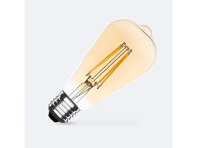Bombilla Filamento LED E27 8W 750 lm Regulable ST64 Gold No Flicker 2700K Blanco Cálido