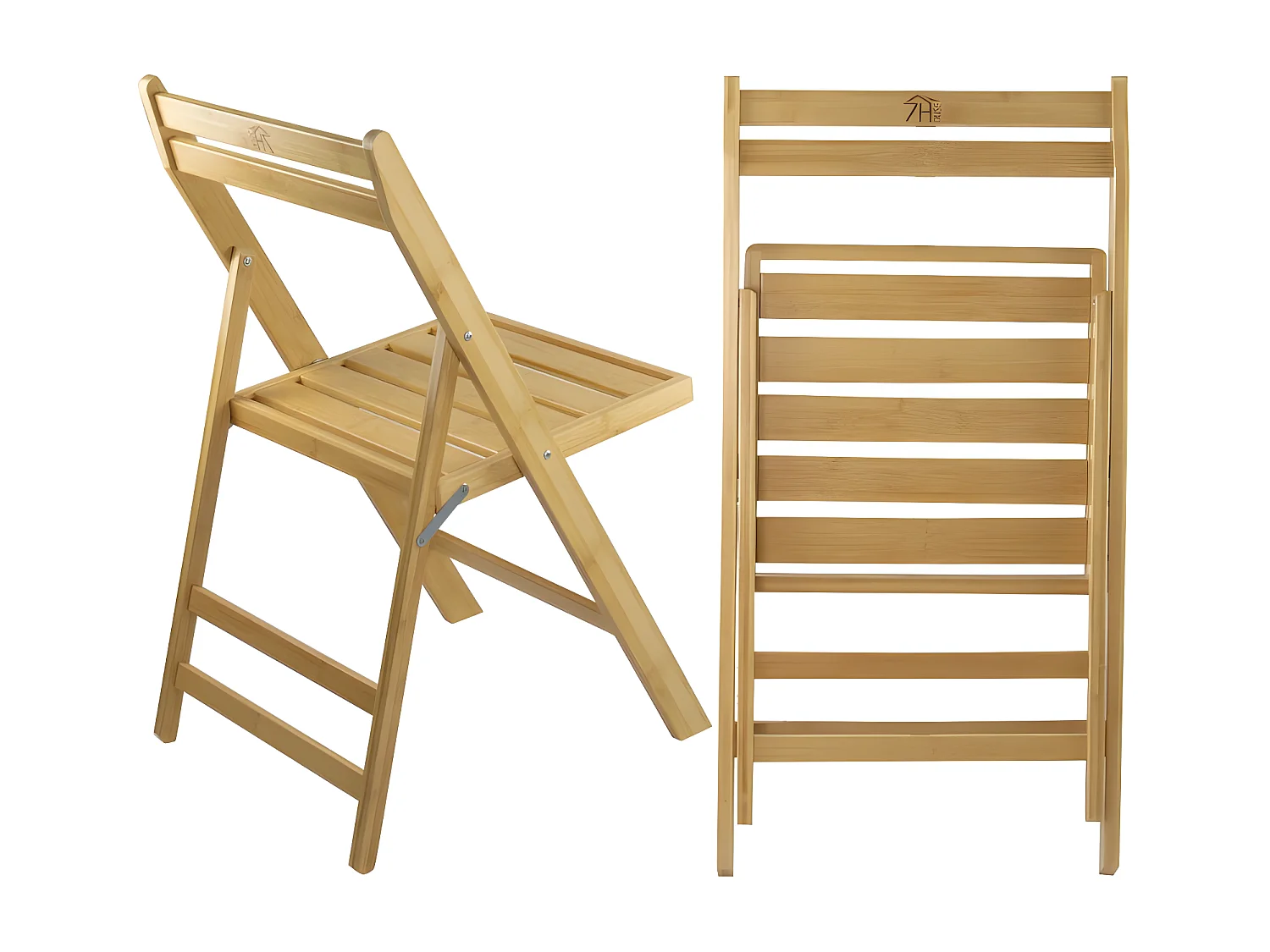 Salon de jardin pliant table carrée et 2 chaises Biano bois de bambou naturel 7house