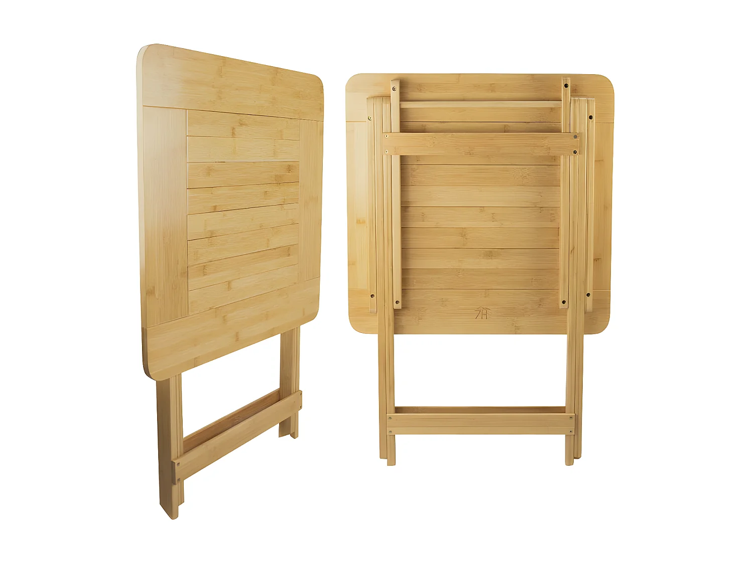 Salon de jardin pliant table carrée et 2 chaises Biano bois de bambou naturel 7house