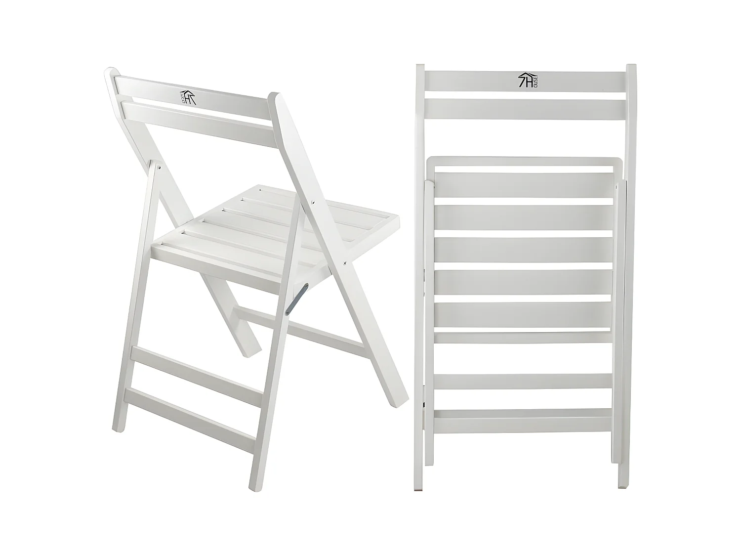 Conjunto de Jardín Plegable Mesa Cuadrada y 2 Sillas Biano Madera de Bambú Blanco 7house