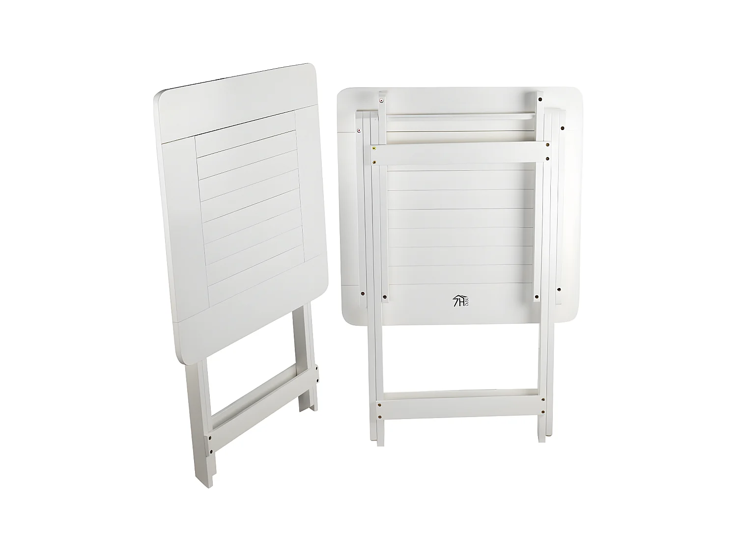 Conjunto de Jardín Plegable Mesa Cuadrada y 2 Sillas Biano Madera de Bambú Blanco 7house