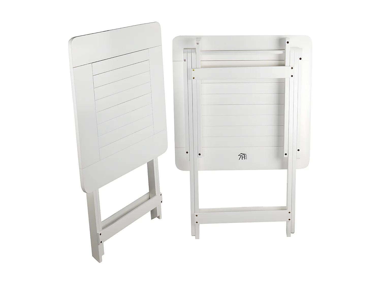 Conjunto de Jardín Plegable Mesa Cuadrada y 2 Sillas Biano Madera de Bambú Blanco 7house