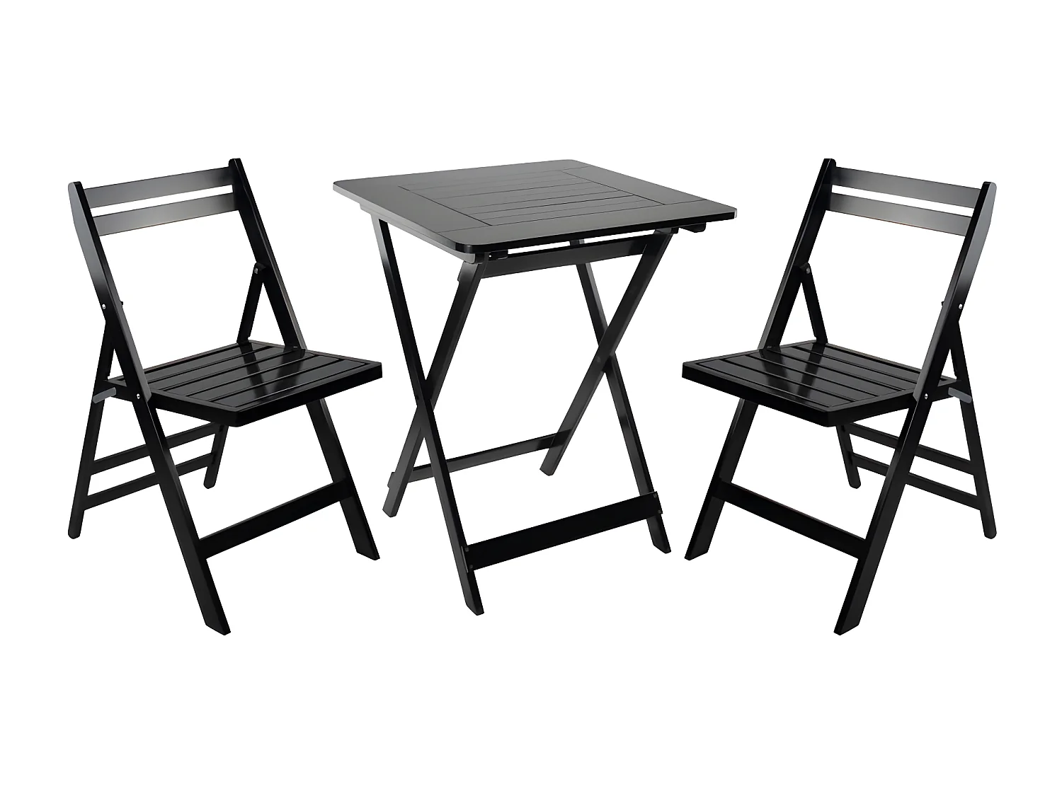 Conjunto de Jardín Plegable Mesa Cuadrada y 2 Sillas Biano Madera de Bambú Negro7house