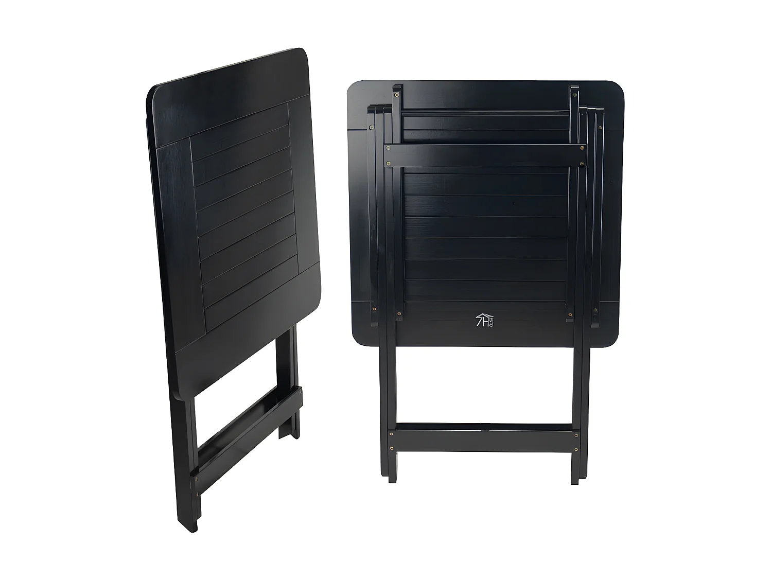 Conjunto de Jardín Plegable Mesa Cuadrada y 2 Sillas Biano Madera de Bambú Negro7house