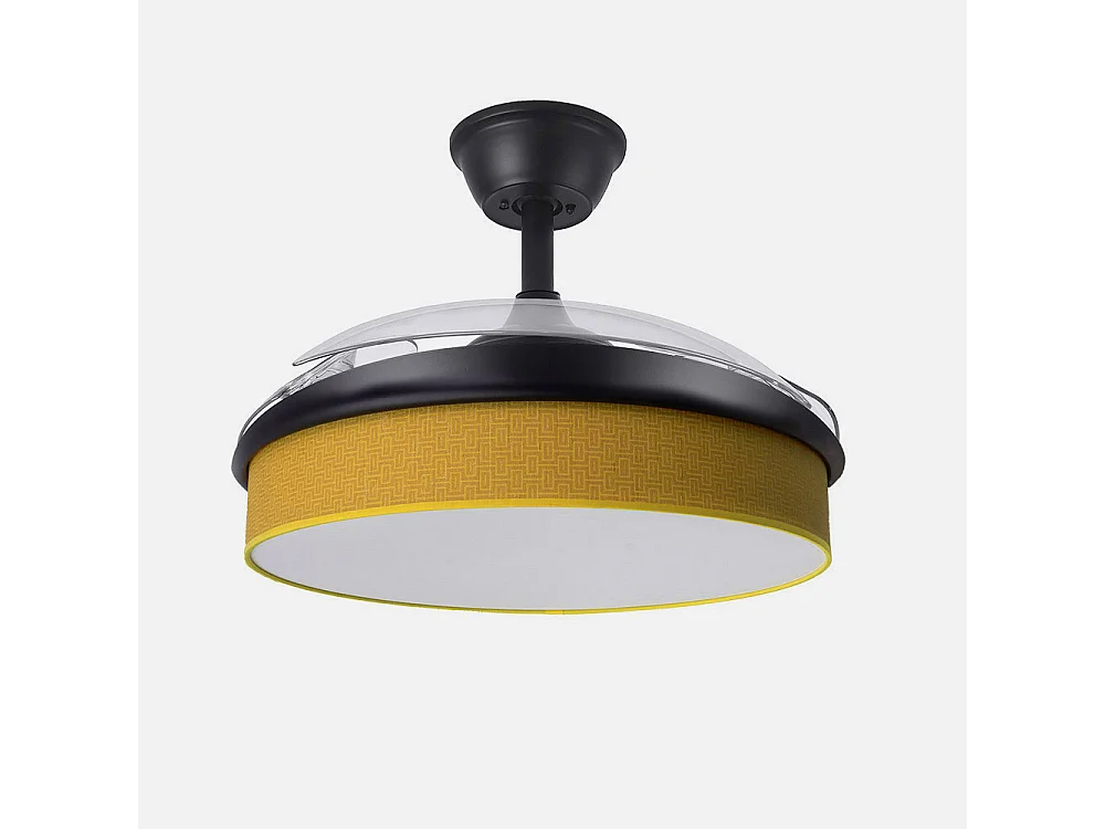 Ventilateur DC MODA Noir Jaune Télécommande Fonction Inverse FABRILAMP