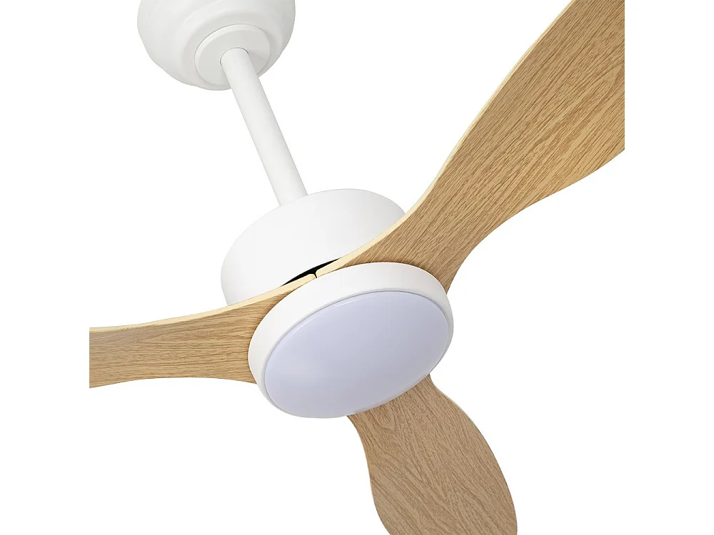 Ventilador Dc Serpa Blanco Haya Led Dimable Y Cct Regulable