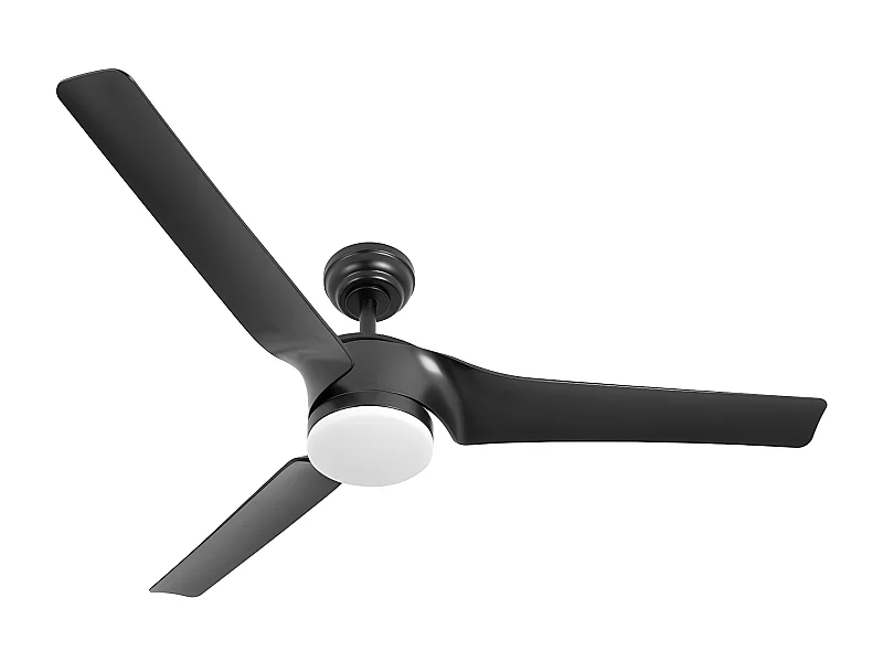 Ventilateur DC LED noir MONTIJO réglable en intensité FABRILAMPcontrôle de la distance