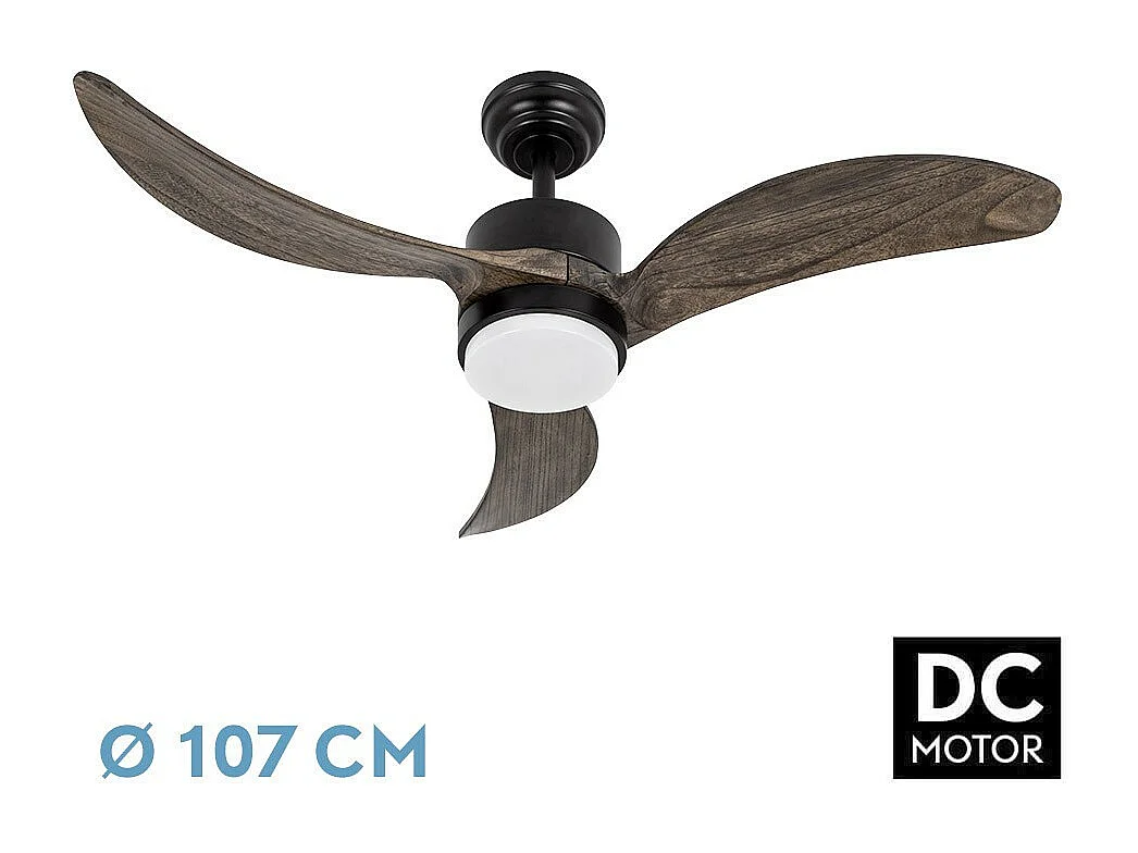 Ventilador Dc Bembezar Negro Led 24w Dimable Con Temporizador