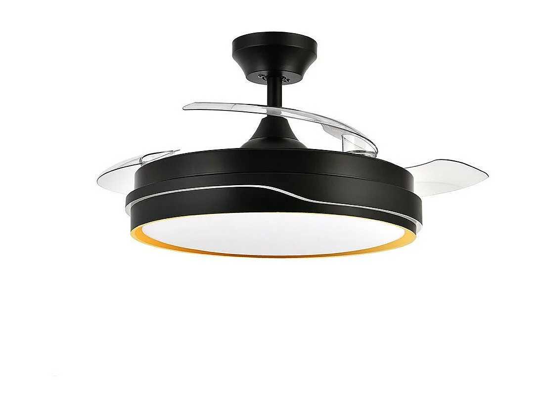 Ventilateur DC LED noir TEMPANO intégré avec mémoire de couleur FABRILAMP