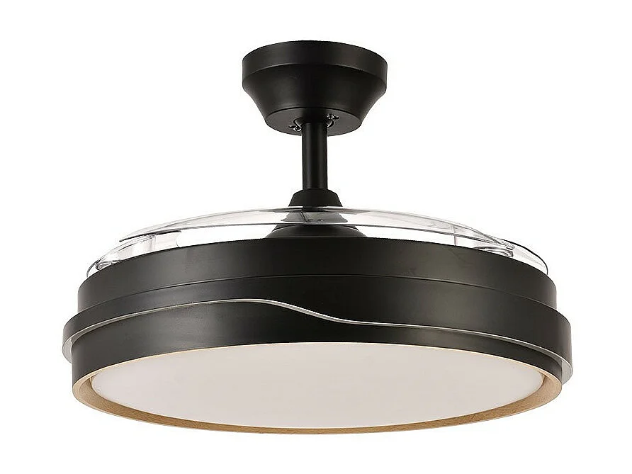 Ventilateur DC LED noir TEMPANO intégré avec mémoire de couleur FABRILAMP