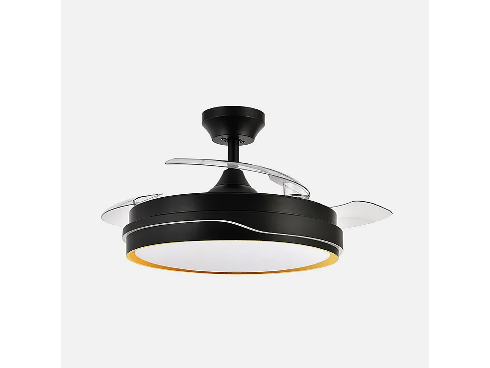 Ventilateur DC LED noir TEMPANO intégré avec mémoire de couleur FABRILAMP