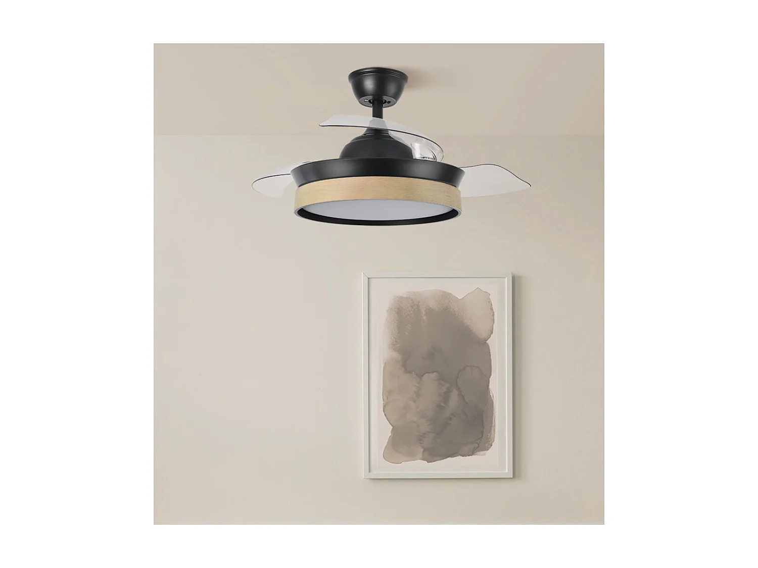 Ventilateur DC IGLU S LED Noire 3 Températures & Télécommande FABRILAMP