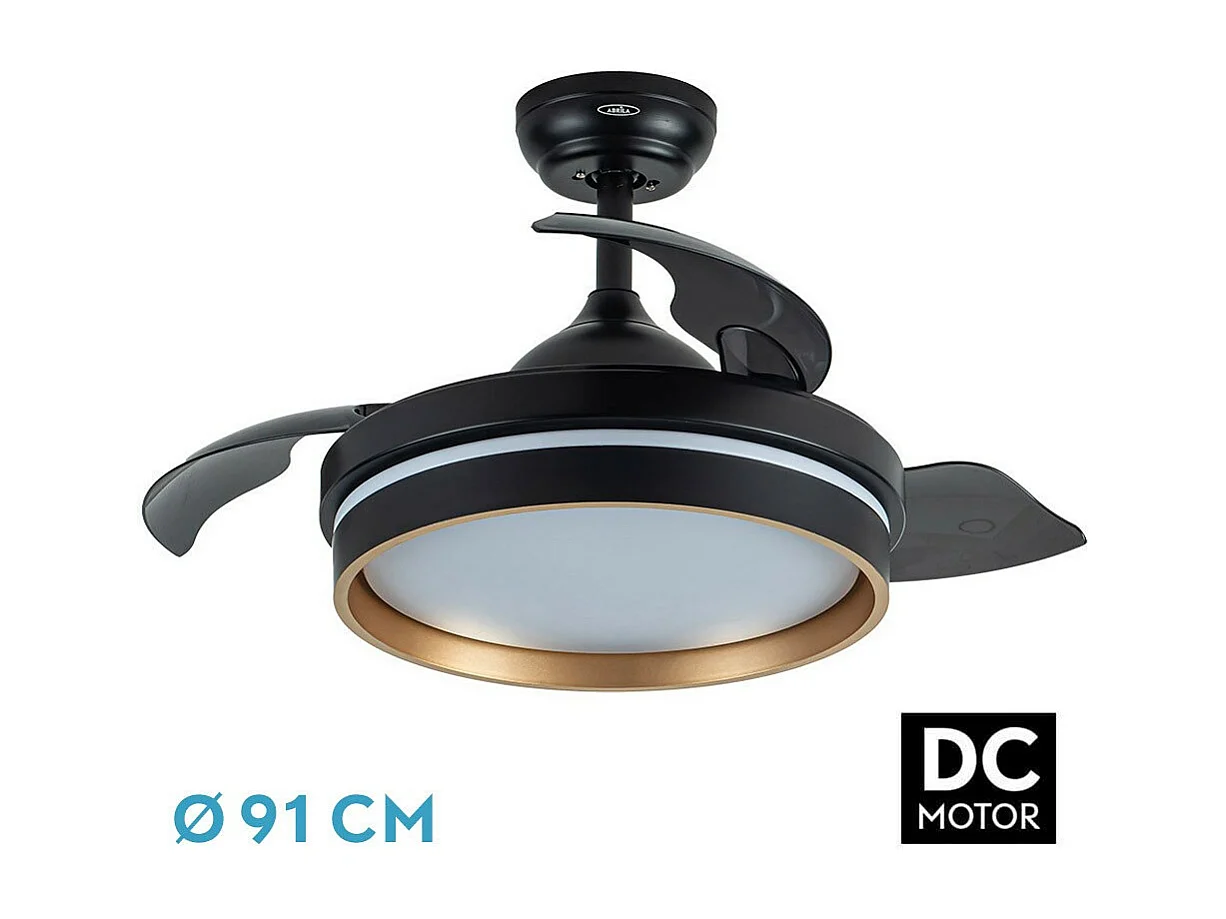 DC NALON S Black Gold CCt Fan Télécommande LED à intensité variable FABRILAMP