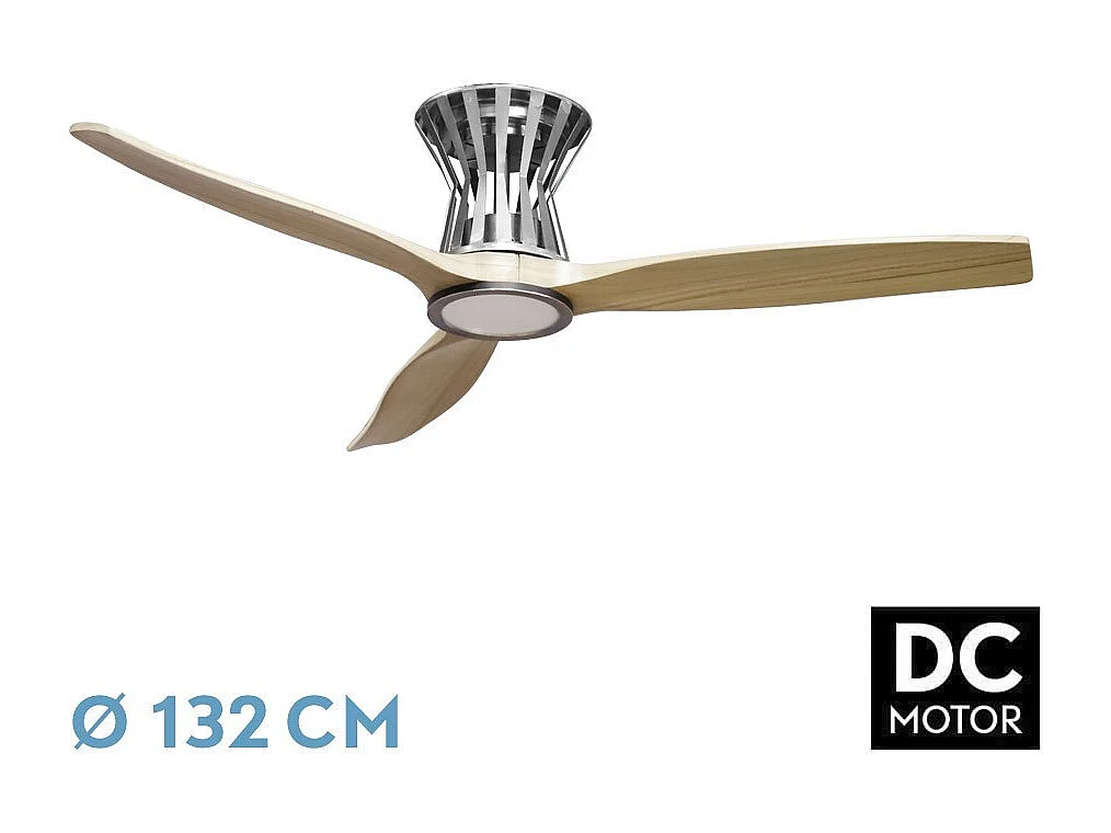 Ventilateur CC BALTIR Nickel LED Télécommande Fonction Inverse FABRILAMP