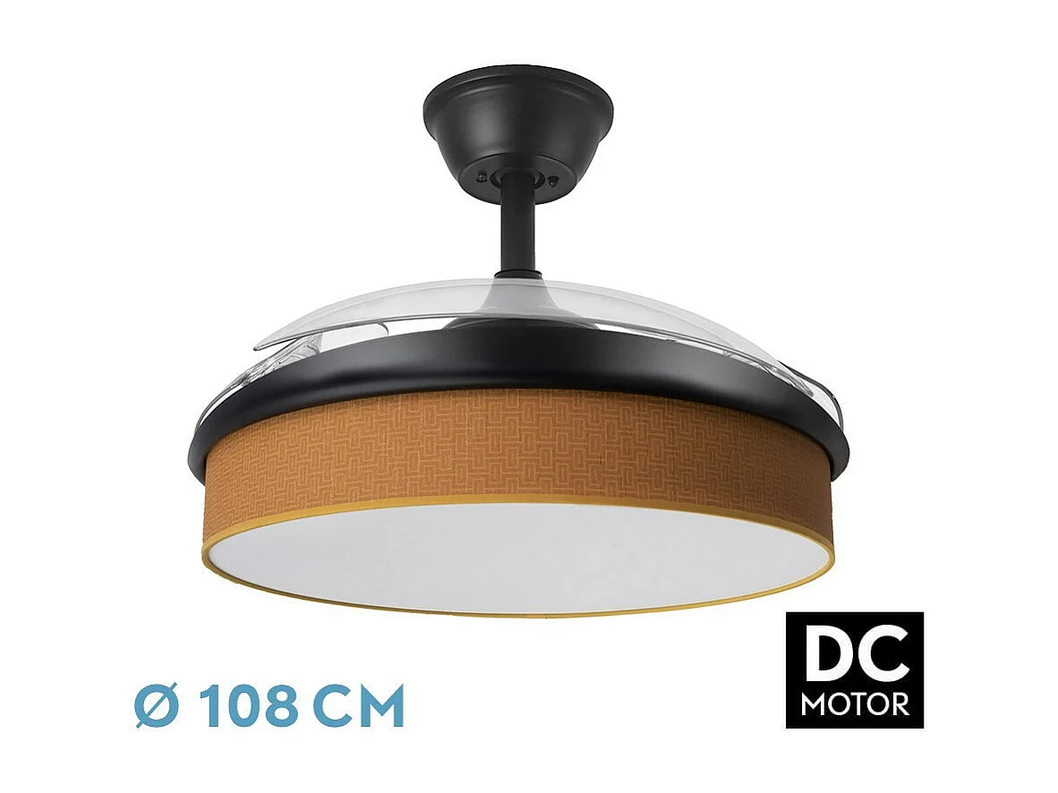 Dc Fan MODA Noir Orange Télécommande Fonction Inverse FABRILAMP