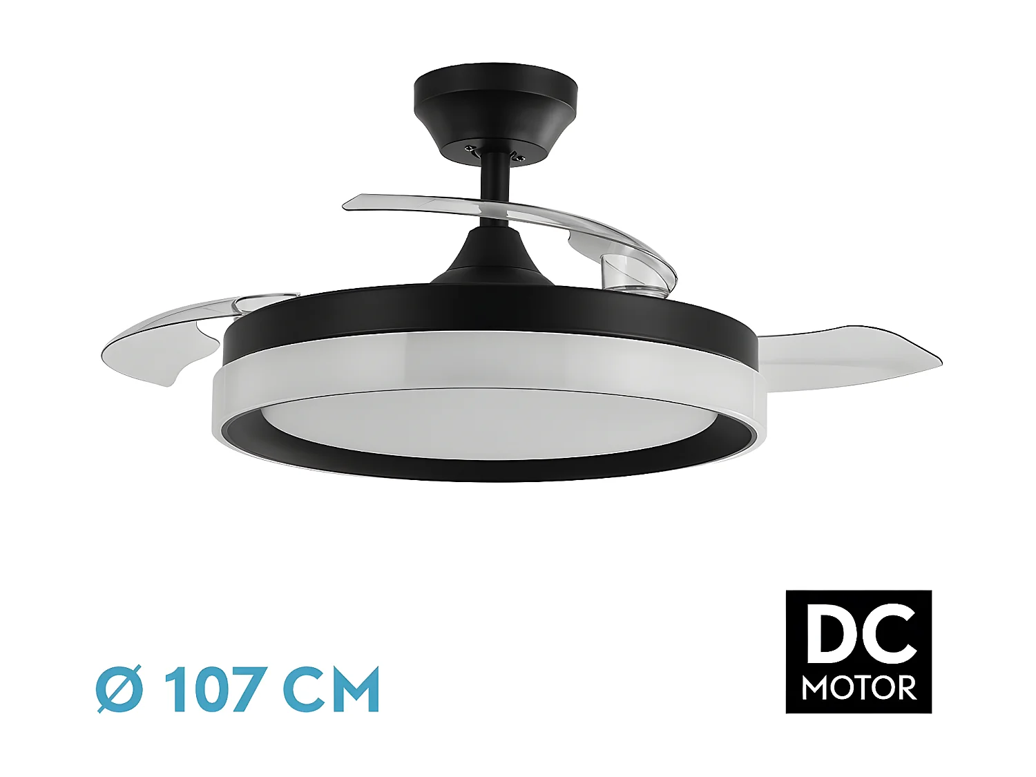Ventilador Dc Zenit Negro Led Con Memoria Y Control Remoto