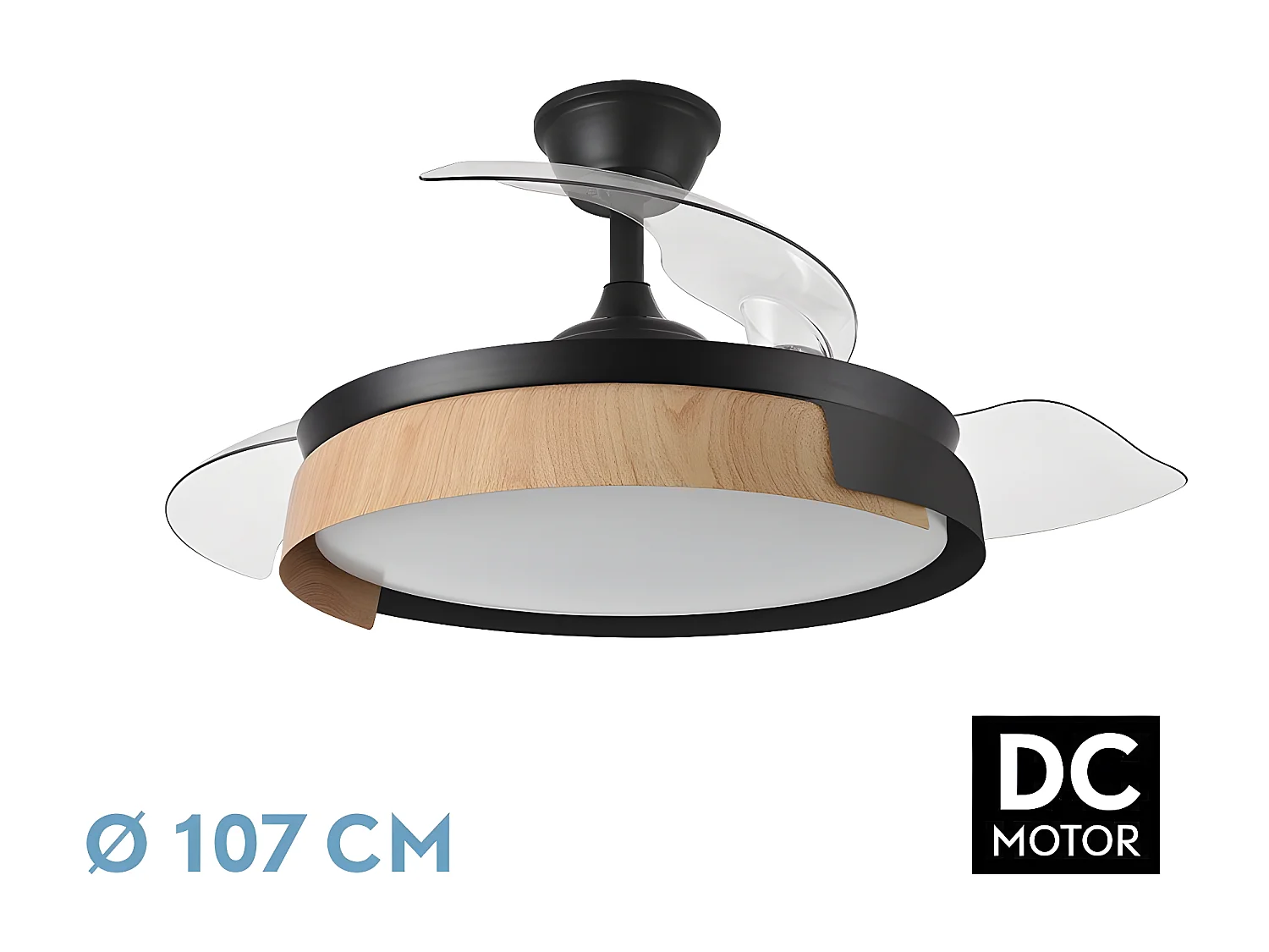 Ventilador Dc Provenza Negro Led Con Memoria De Color
