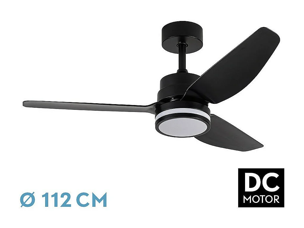 Ventilador Dc Jarama Negro Led 20w  Con Mando A Distancia