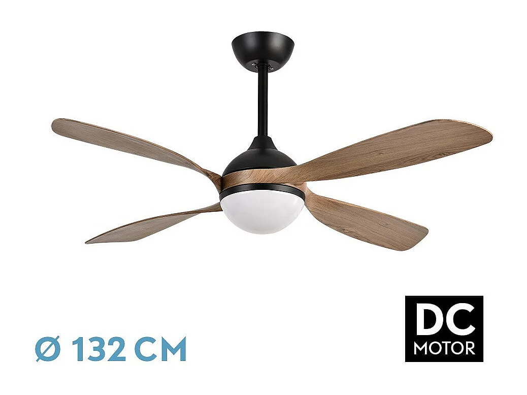 Ventilador Dc Livorno Negro Roble Led Integrado Con Cct Y Temporizador