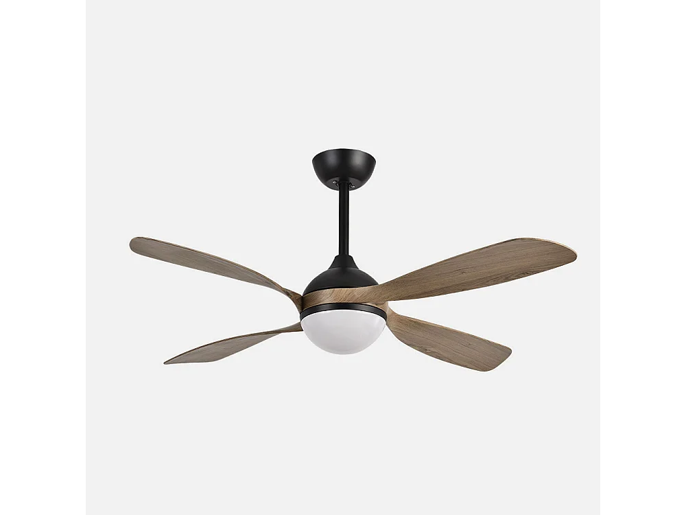Ventilateur DC LED en chêne noir LIVORNO intégré avec CCT et minuterie FABRILAMP