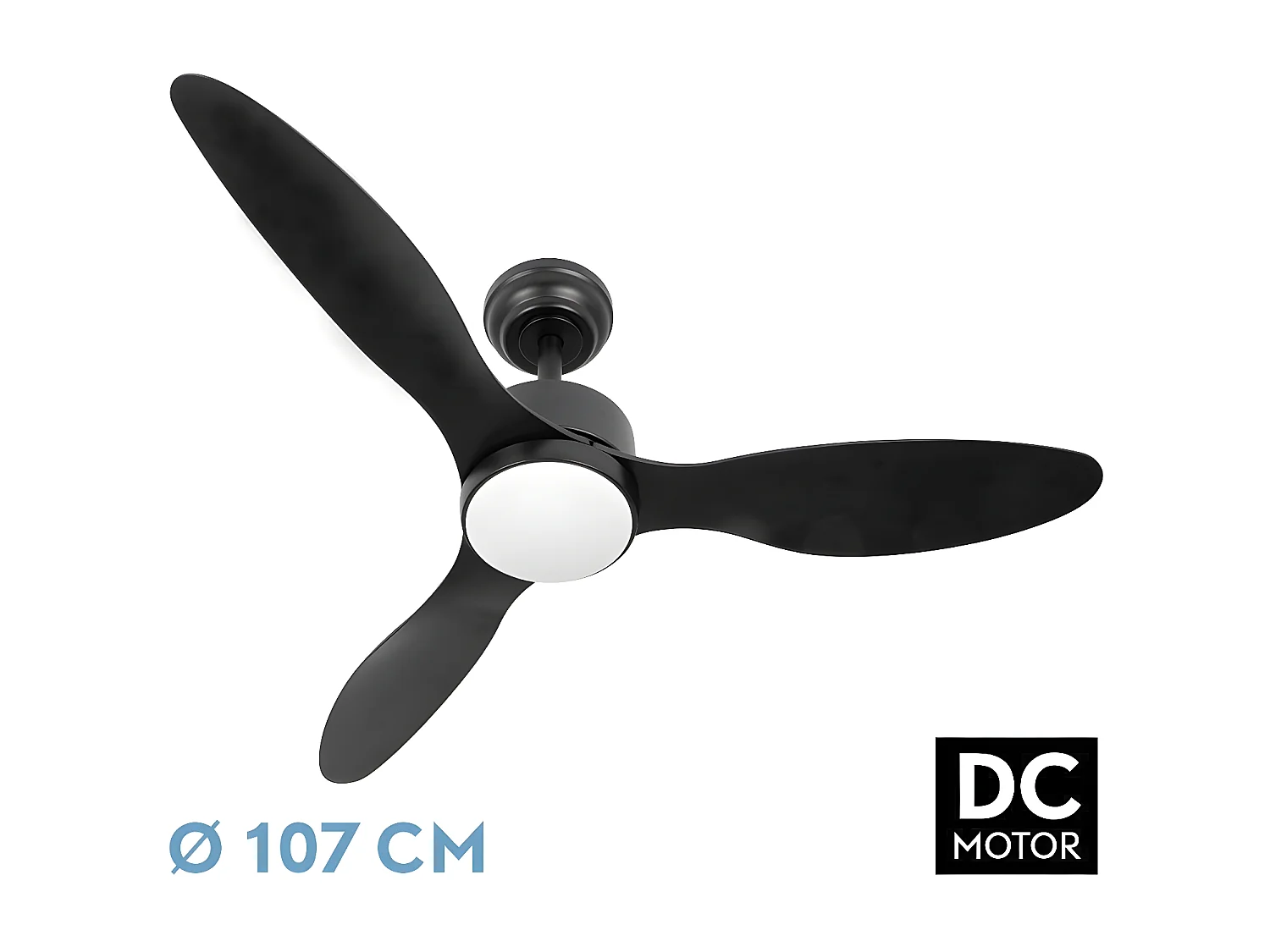 Ventilador Dc Serpa Negro Led Dimable Y Cct Regulable