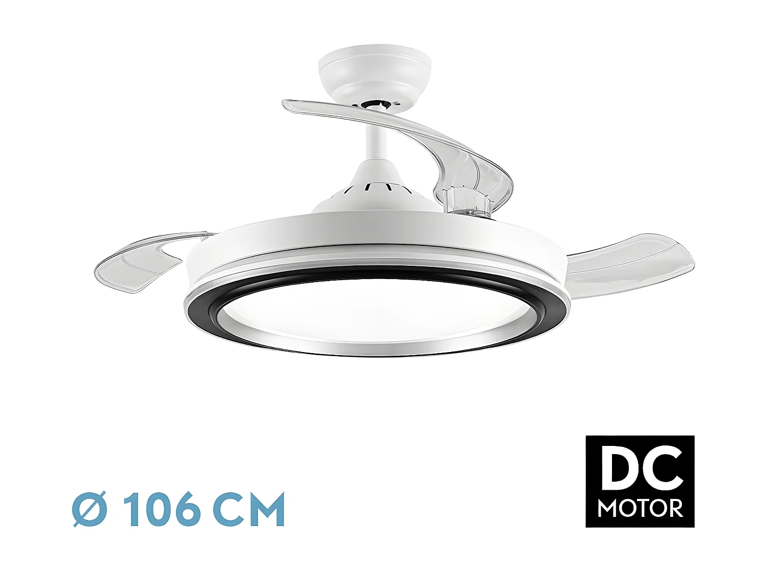 PICOLO Ventilateur DC LED blanc avec télécommande et FABRILAMPCCT