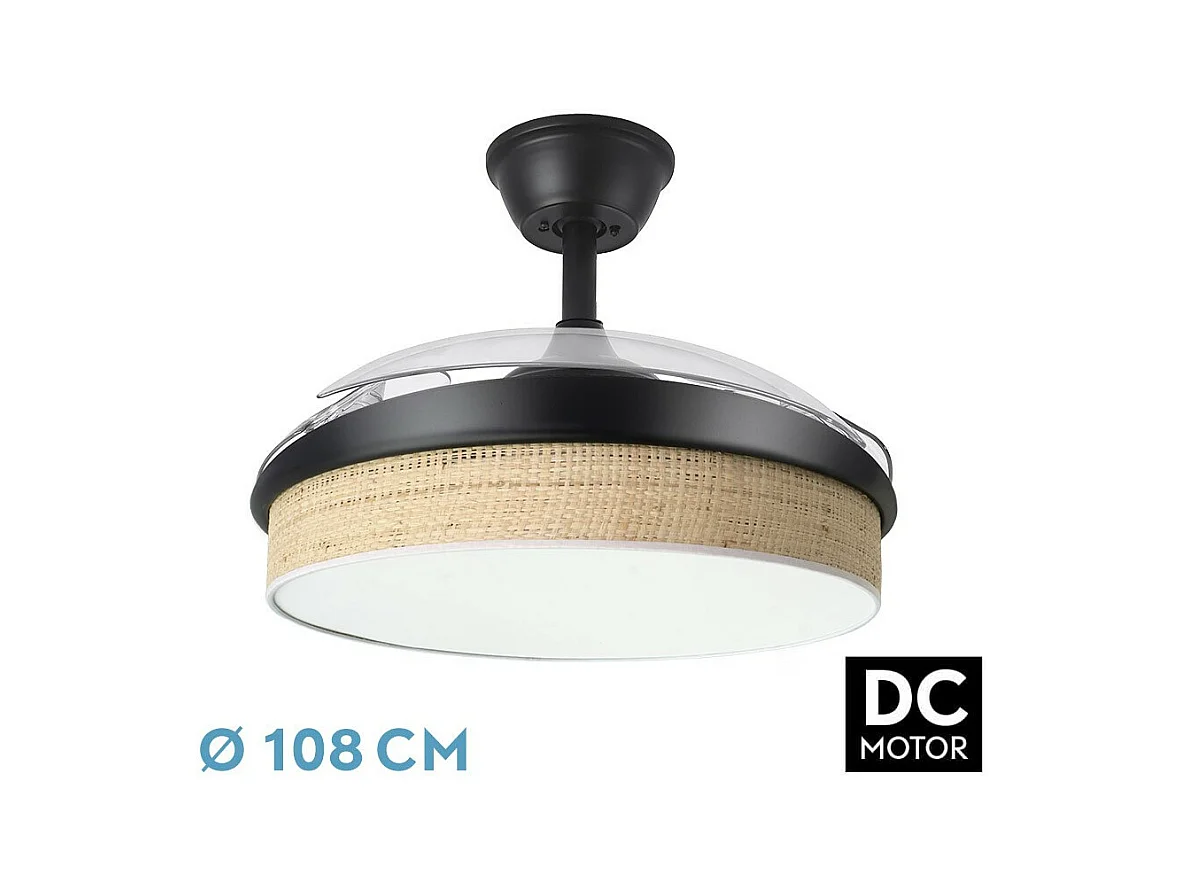 Ventilador Dc Moda Negro Beis Mando Distancia Funcion Inversa