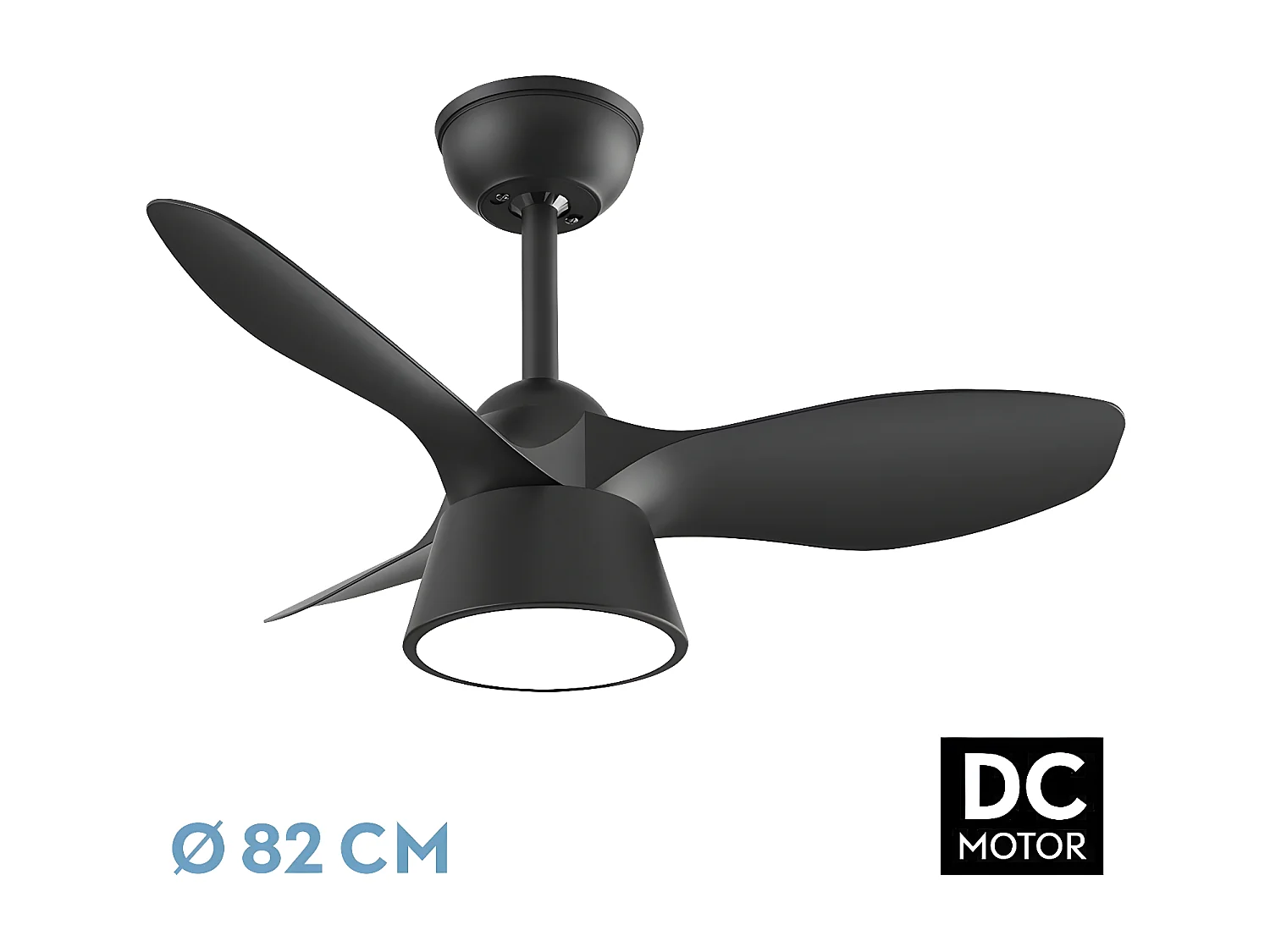 Ventilateur LED noir DC CUBICO 3 positions avec mémoire FABRILAMP