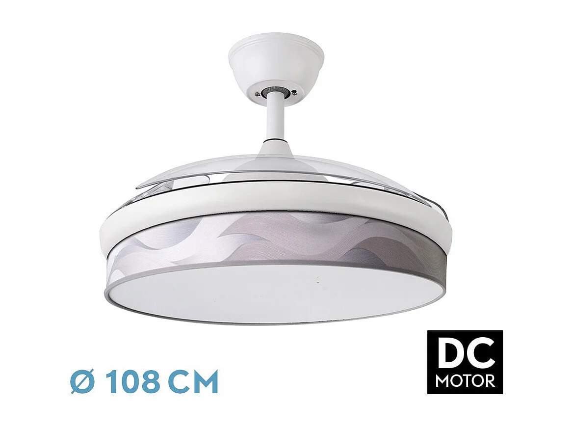 Ventilateur DC MODA Blanc Gris Télécommande CCT Dimmable FABRILAMP