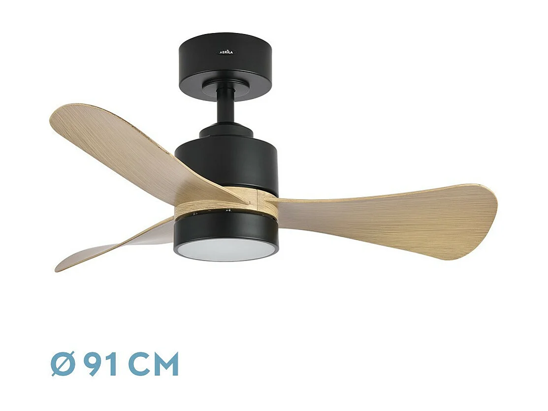 Ventilador Dc Zepelin Negro Led 3 Posiciones Control Remoto