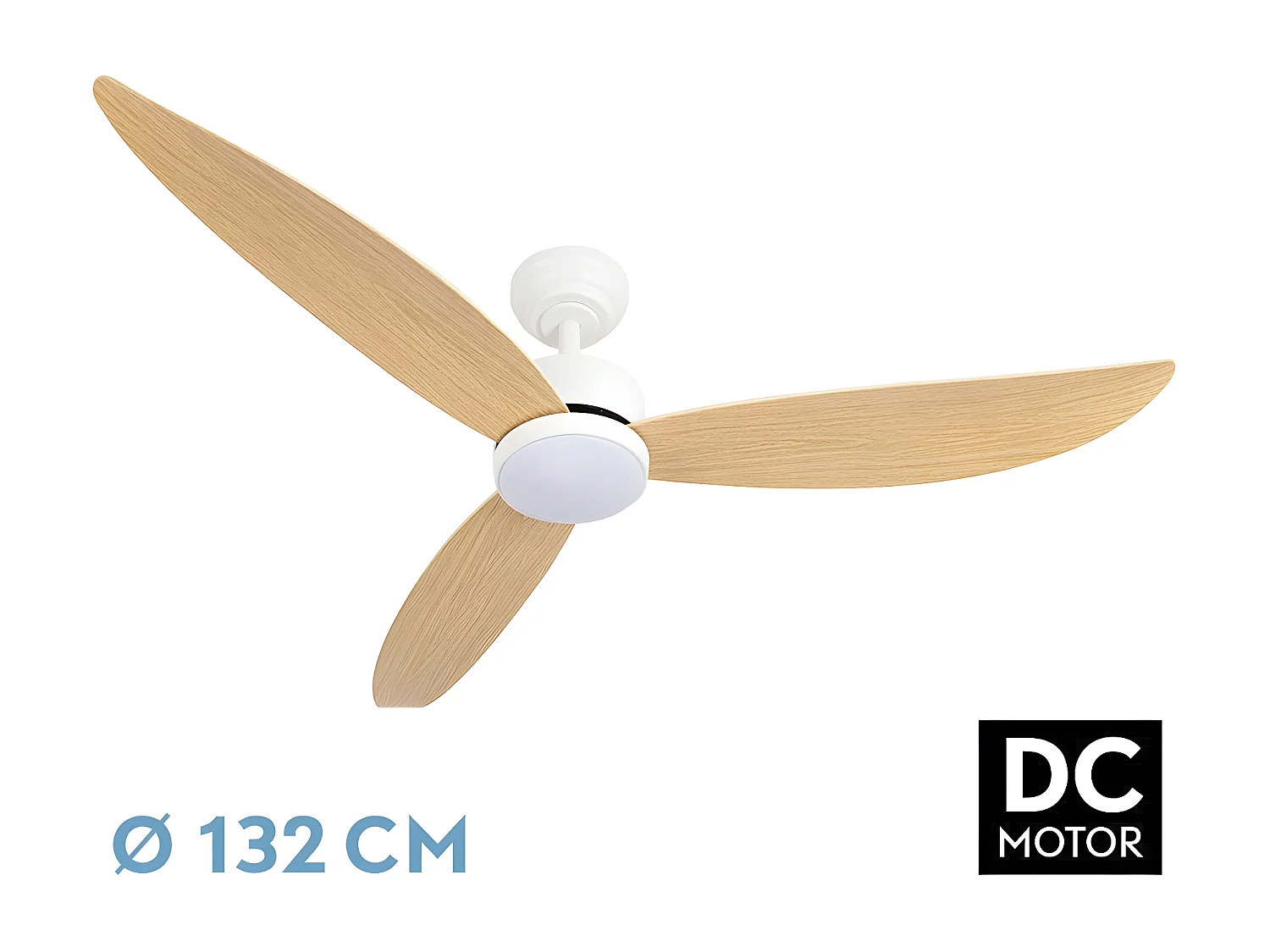 Ventilador Dc Genil Blanco Haya Led 3 Temperaturas Memoria Color