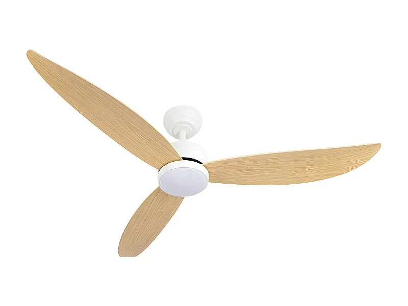 Ventilateur DC GENIL hêtre blanc LED 3 températures mémoire FABRILAMP