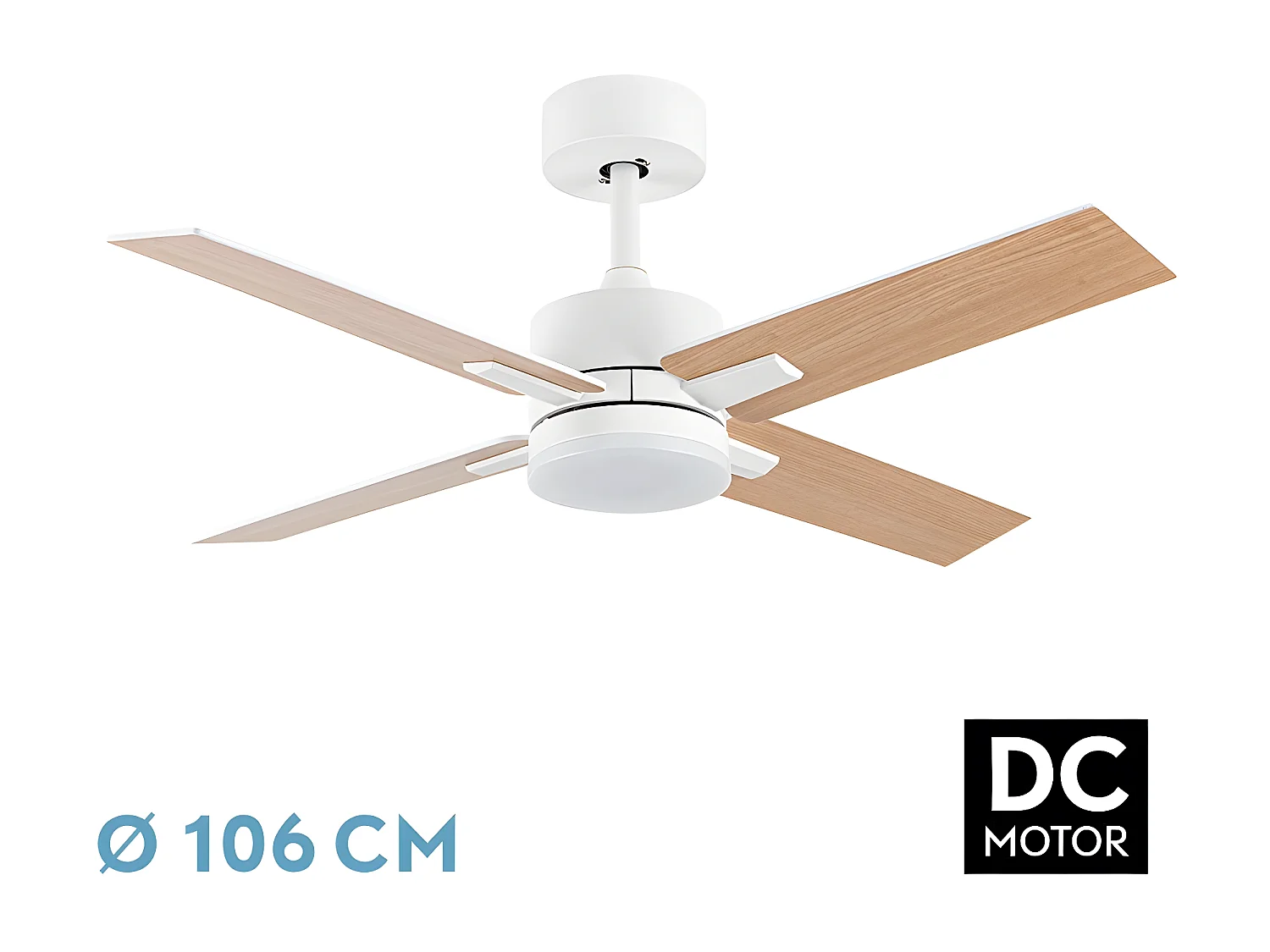 Ventilador Dc Talco Blanco 4 Aspas Led 3 Temperaturas