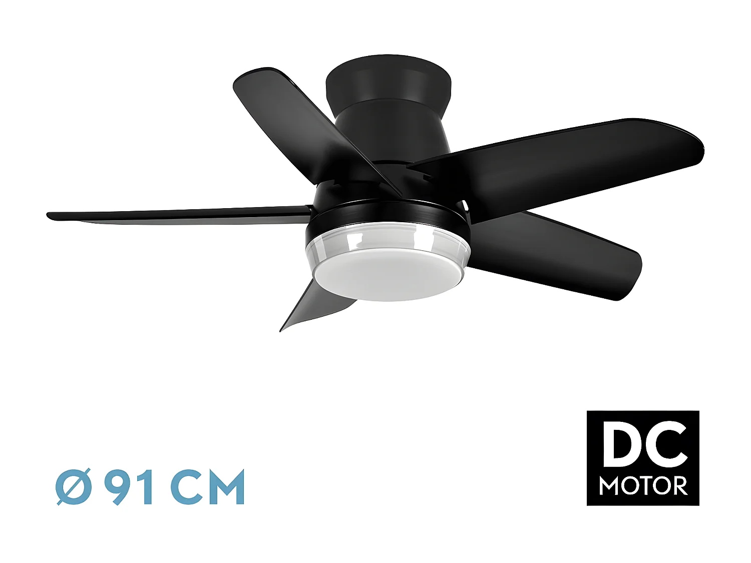 Ventilador Dc Neutron Negro Led 3 Posiciones Y Mando A Distancia