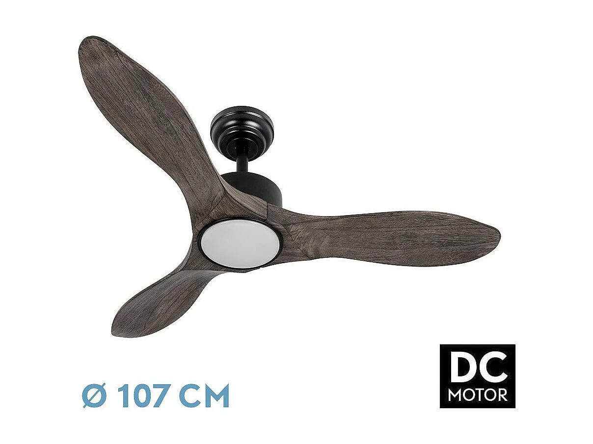 Ventilador Dc Segre Negro Led Dimable Con Memoria Color