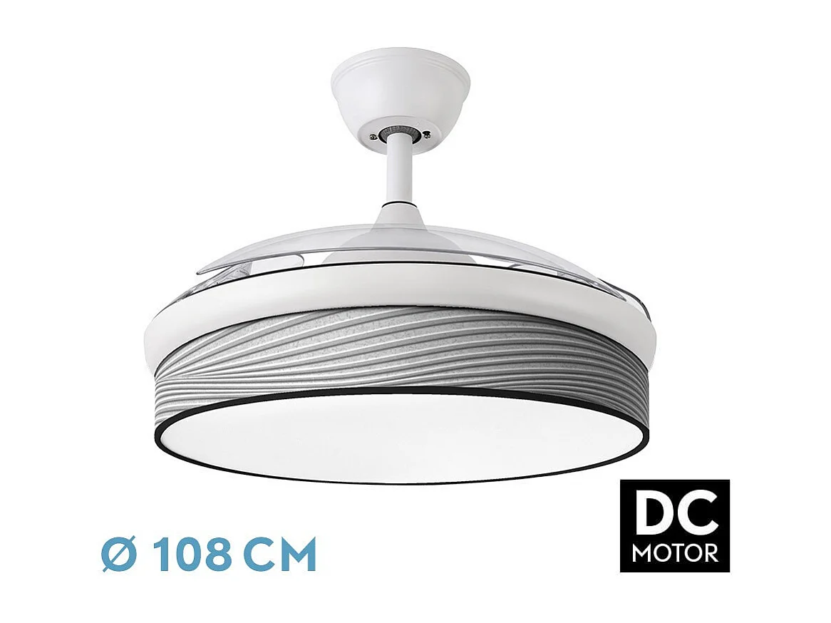 Ventilateur DC MODA Blanc Gris 3 Températures Mémoire Couleur FABRILAMP