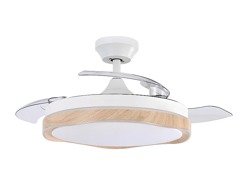 Ventilateur DC BLONDI Blanc LED 3 Température Télécommande FABRILAMP